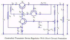 Controlled Transistor Series Regulator With Short Circuit Protection