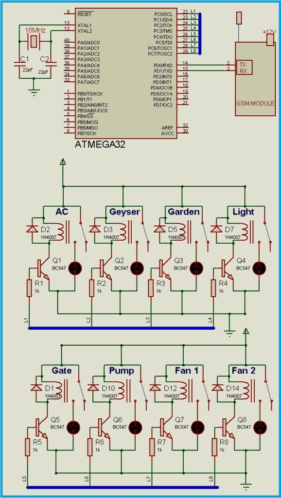 GSM Relay Control Board - Circuit Diagram