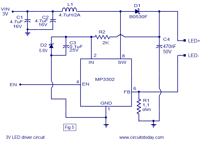 3V LED driver circuit